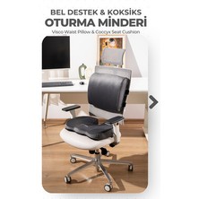 Visco Ortopedik Oturma ve Bel Destek Minderi Seti, Sırt Yastığı ve Koksiks Minderi