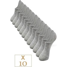 Bgk Pamuklu Görünmez Sneakers Çorap Gri Esnek Düz Desenli 10 Çift Paket İçeriği