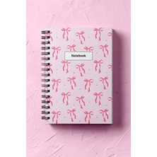 Kurdelalı Spiralli Not Defteri 120 Sayfa A5 - Şık Kapaklı Günlük, Okul ve Hediye Defteri