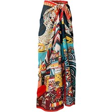 Bolder Curve Pareo Şifon Dragon&laci Kadın Büyük Beden Renkli Desenli Hafif Şifon