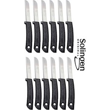 Solingen 12'li Tırtıklı Meyve ve Sebze Bıçak Seti Paslanmaz Çelik Siyah Renkli Ergonomik Tasarım