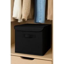 Siyah Dolap Içi Çamaşır Oyuncak Düzenleyici Katlanır Kapaklı Saklama Kutusu 30X30X30