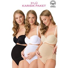 3'lü Paket Lirona 23582 Tam Uyumlu Kadın Pamuk Likralı Yumuşak Hamile Lohusa Yüksek Bel Bato Külot