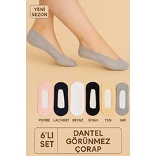 Kadın Içi Silikonlu Dantelli Babet Çorap 6 Lı Set