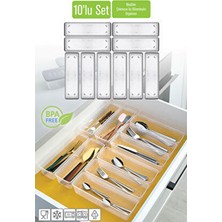 Vigentino 10’lu Modüler Kaşıklık Seti Beyaz - Mutfak Düzenleyici Çekmece İçi Organizer Plastik Malzeme