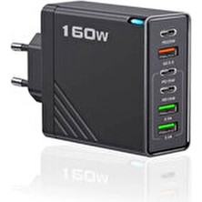 160W Şarj Adaptörü 6 Port Hızlı Şarj Başlığı Ios/android Uyumlu Şarj Aleti