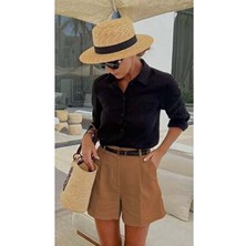 Vizon Pileli Kadın Şort MG2518