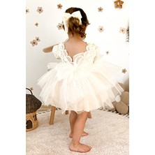 Kız Bebek Elbise Kız Çocuk Elbise Doğum Günü Parti Düğün Elbise Dantelli Kısa Kol Astarlı Elbise