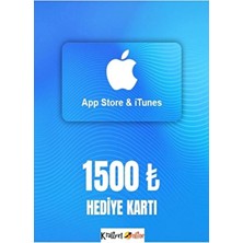 1500 TL Değerinde App Store-İTunes Hediye Kartı Online Kullanım ve Tüm Mağazalarda Geçerli