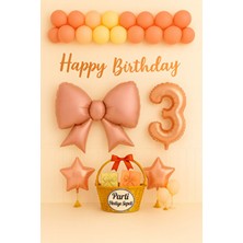 Pembe Fiyonklu 1 Yaş Doğum Günü Seti | Happy Birthday Yazılı Rose Gold Konsept