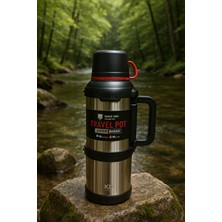 4 Litre Termos Travel Pot 48 Saat Sıcak Soğuk Tutma - Çelik Bardaklı - Kamp Piknik Için Uygun