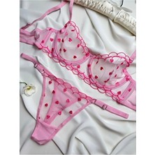 Minik Kalp Desenli Iç Çamaşır Takımı ( Sütyen & Tanga )