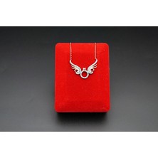 Rose Kaplama Kanatlı Tek Taş Kadın Kolye SK00056