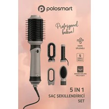 Polosmart Hava Üflemeli 5 In 1 Saç Şekillendirici Set Seramik Kaplama Gri Renk 180°C Isı
