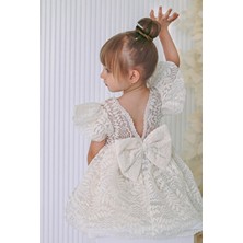 Kız Bebek Elbise Kız Çocuk Elbise Doğum Günü Parti Düğün Elbise Dantelli Kısa Kol Astarlı Elbise