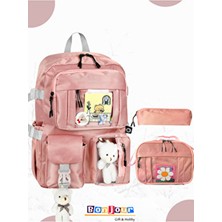 3'lü Kore Modeli Set Çocuk Ilkokul Çantası, Kalemlik, Beslenme Çantası, Sırt Çantası