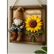 Marnello Consept “hoşgeldiniz” Yazılı Retro Tarz Ahşap Kapı Süsü – 23X23 cm – Dekoratif Duvar Süsü