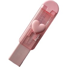 Kalp Şeklinde Xl Jumbo Sürgülü Silgi Pembe Kalpli Falçata Silgi Push Eraser (1 Adet)