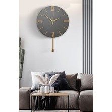 Helvacıoğlu Aksesuar Modern Tasarımlı Gerçek Füme Aynalı Metal Duvar Saati 30 cm Yuvarlak