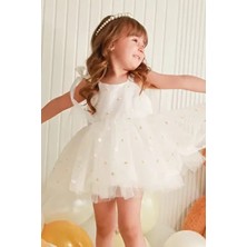 Baby Animals Kız Bebek Elbise Doğum Günü Parti Düğün İçin Beyaz Askılı Papatya Desenli Kolsuz