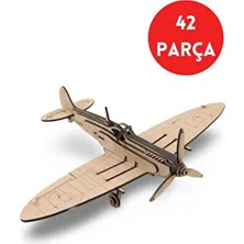 Supermarine Spitfire Ahşap Uçak Maketi - 3D Ahşap 42 Parça Dekoratif Maket