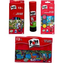 Kopya - Okul Seti | Kuru Boya - Küçük Sulu Boya- Çantalı Pastel Boya + 11 gr Yapıştırıcı