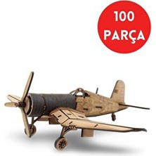 Vought F4U Ahşap Uçak Maketi - Ahşap Uçak Puzzle - 100 Parça 3D Ahşap Puzzle