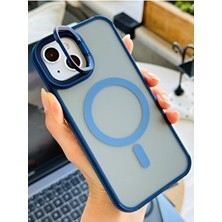 Iphone 15 - 14 - 13 Uyumlu Magsafe Özellikli Metal Kamera Çerçeveli Standlı Koruyucu Silikon Kılıf