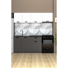 Antino 200 cm Mutfak Dolabı, Hazır Mutfak Dolabı [ Tezgah + Çelik Evye Dahil ]