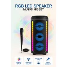 Omaze 120W Mikrofonlu Bluetooth Hoparlör Rgb LED Işıklı Güçlü Ses Bombası