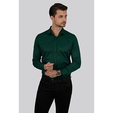 Etikmen Kına Yeşili Slimfit Erkek Gömlek Klasik Stil Uzun Kol Cepsiz Tüm Sezonlar İçin