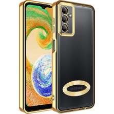 Galaxy A34 Kılıf Kamera Korumalı Logo Gösteren Khyr Omega Kapak-Gold