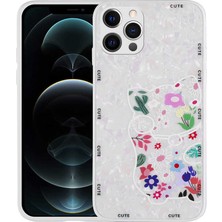 Khayra iPhone 13 Pro Max Uyumlu Desenli Sert Silikon Khyr Mumila Kapak-White Cat
