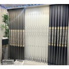 Nivemeshome Milano 4014 Gümüş Detaylı  1/3 Sık Pileli Tül Perde Apm