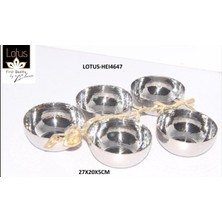 Çelik Pirinç Aksesuarlı Beşli Çerezlik First Quality 27X20X5CM