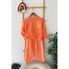 Miniğimin Cicileri Kiraz Baskılı Fiyonk Detaylı Kız çocuk takım - Turuncu