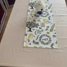 Zeytin Bahçesi, Duck Kumaş Runner, Su ve Leke Itici | Dayanıklı, Modern Tasarım 35X120 cm