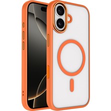 Khayra iPhone 17 Kılıf Wireless Şarj Özellikli Zore Krom M-Safe Silikon Kapak - Turuncu