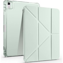 iPad Air 11 2025 M3 Kılıf Khyr Tri Folding Kalem Bölmeli Standlı Kılıf - Açık Yeşil