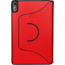 Lenovo Tab P11 11.5" (2.nesil) Uyumlu Khyr Fest Dönebilen Standlı Kılıf-Kırmızı
