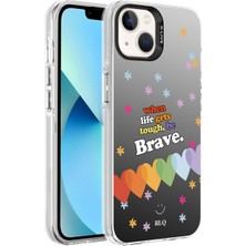 Apple iPhone 14 Kılıf Desenli Lckc Silver Sert Kapak-Kalp