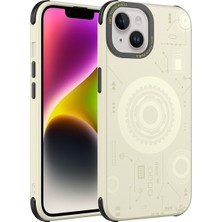 Khayra iPhone 14 Plus Uyumlu Khyr Wireless Şarj Özellikli Desenli Hot Kapak-Gold