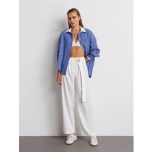 72189 Kemerli Pantolon-Beyaz