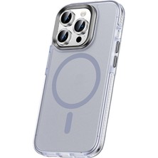 Khayra Apple iPhone 15 Pro Max Kılıf Airbagli Magsafe Wireless Şarj Özellikli Lens Koruyuculu Khyr Klaptika Kapak-Gri