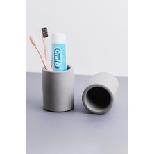 Beton Diş Fırçalık | Kalemlik, Makyaj ve Banyo Düzenleyici Organizer 8X10 cm