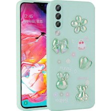 Galaxy A70 Kılıf Kabartma Figürlü Parlak Lckc Toys Silikon Kapak-Açık Yeşil