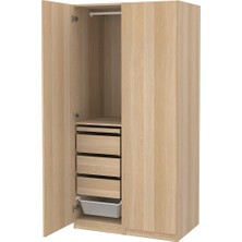 Pax Gardırop, Ağartılmış Meşe Görünümlü, 100X60X201 cm