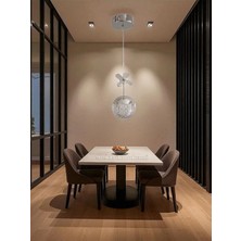 Dmr Tekli Taşlı Top Sarkıt LED Avize Krom Kasa Üç Renk 6500K/4000K/3000K (Beyaz/ Ilık Beyaz/sarı (Günışığı)