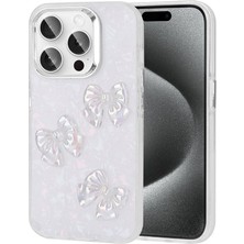 iPhone 15 Pro Uyumlu Kabartma Figürlü Parlak Lckc Eralli Silikon Kapak-Kelebek