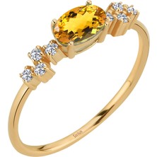 Sirius Pırlanta Pırlanta ve Oval Sitrin Taşlı Sunshine Yüzük 0417R0339